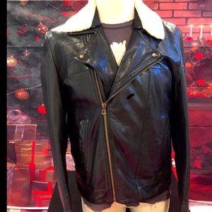 Boss Shearling Lambskin leather motorcycle jacket